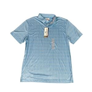 Grand Slam Mens‎ Performance Polo NWT Shirt Light Blue Plaid Short Sleeve Size M